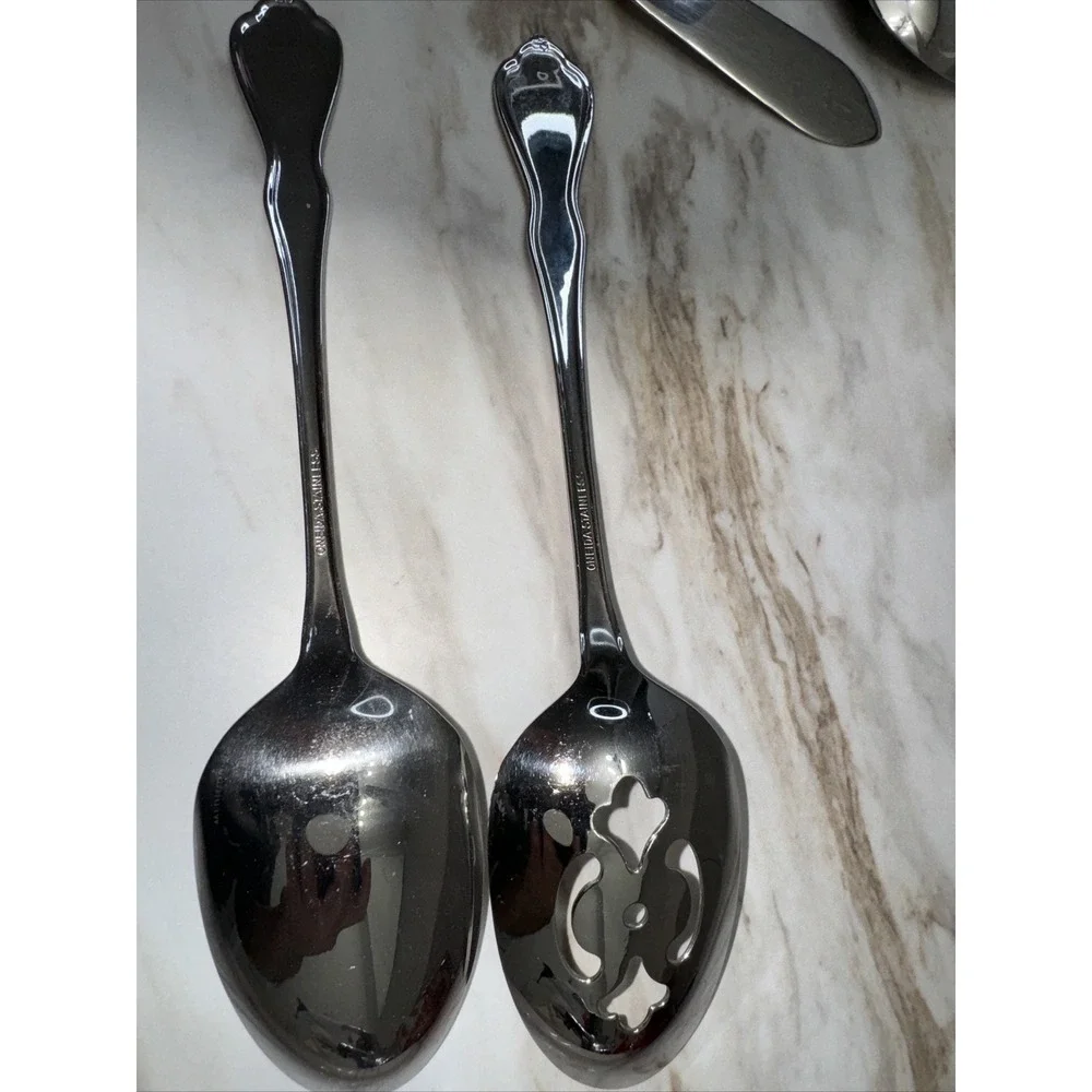 ONEIDA MORNING BLOSSOM‎ 5 PIECE HOSTESS SET - STAINLESS BURNISH HANDLE